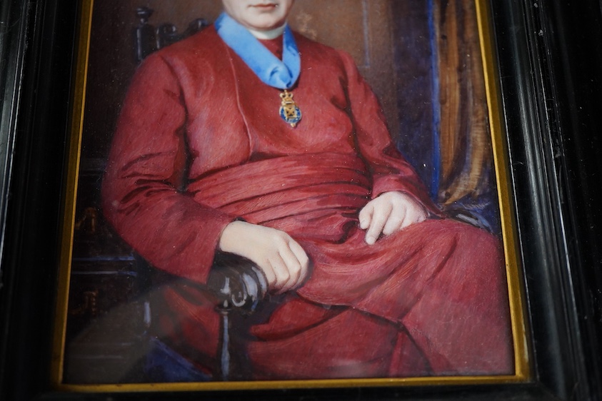 Early 20th century, Portrait miniature of a Cardinal, watercolour on ivory, 14 x 10.5cm, housed in a moulded ebonised frame CITES Submission reference X9XD9WRX